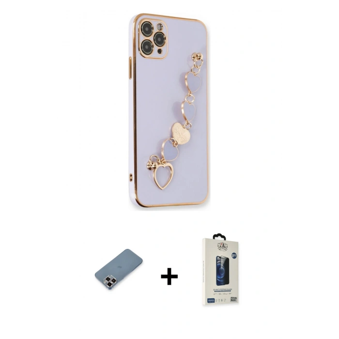 MARSİLYAN™- iPhone 11 Pro Max Kılıf Nova Işık Prime - Siyah Bilvis Hayalet Cam Ekran Koruyucu + Metal Kamera Lens Koruma Cam - MR