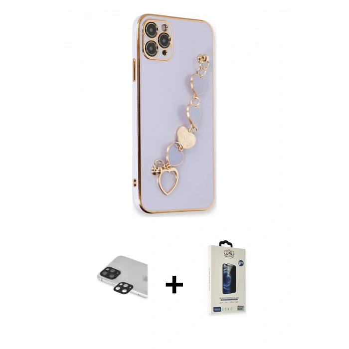 MARSİLYAN™- iPhone 11 Pro Max Kılıf Nova Işık Prime - Siyah Bilvis Hayalet Cam Ekran Koruyucu + Pers Alüminyum Kamera Lens - SH