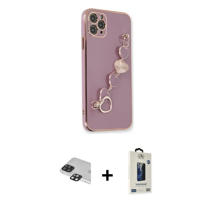 MARSİLYAN™- iPhone 11 Pro Max Kılıf Nova Işık Prime - Siyah Bilvis Hayalet Cam Ekran Koruyucu + Pers Alüminyum Kamera Lens - SH
