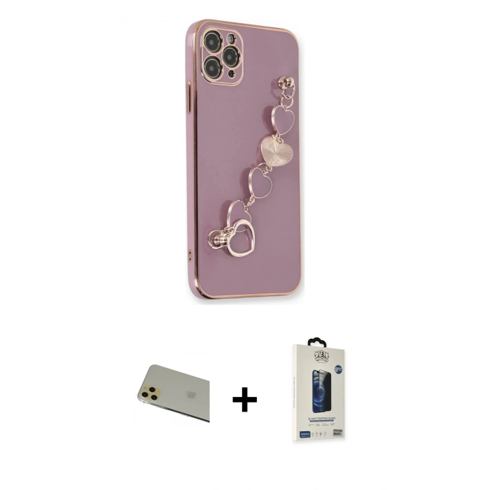 MARSİLYAN™- iPhone 11 Pro Max Kılıf Nova Işık Prime - Siyah Bilvis Hayalet Cam Ekran Koruyucu + Rainbow Kamera Lens Koruma Cam - GD