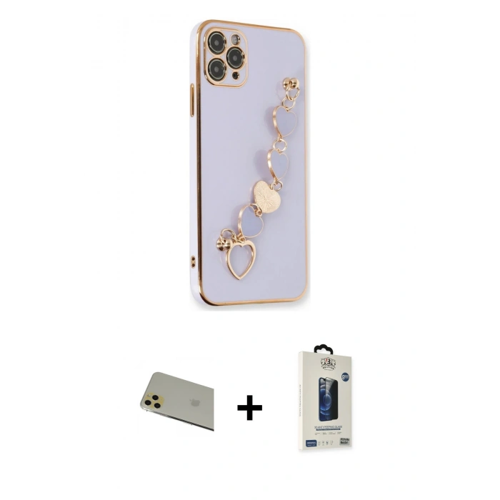 MARSİLYAN™- iPhone 11 Pro Max Kılıf Nova Işık Prime - Siyah Bilvis Hayalet Cam Ekran Koruyucu + Rainbow Kamera Lens Koruma Cam - GD