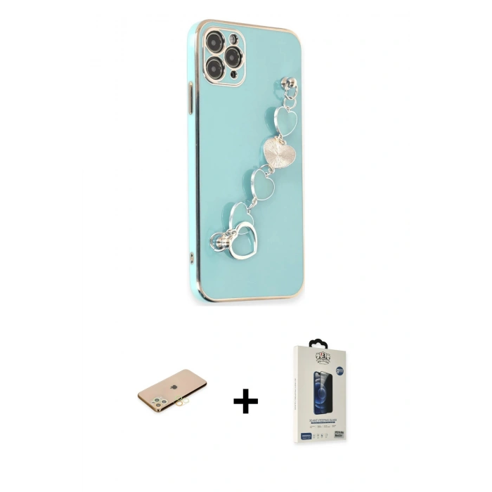 MARSİLYAN™- iPhone 11 Pro Max Kılıf Nova Işık Prime - Siyah Bilvis Hayalet Cam Ekran Koruyucu + Renkli Kamera Lens Koruma Cam - SI
