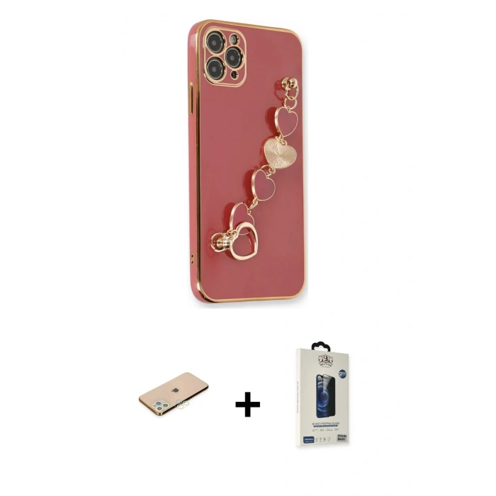MARSİLYAN™- iPhone 11 Pro Max Kılıf Nova Işık Prime - Siyah Bilvis Hayalet Cam Ekran Koruyucu + Renkli Kamera Lens Koruma Cam - YL