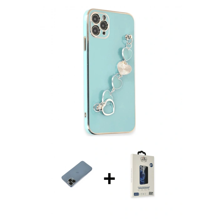 MARSİLYAN™- iPhone 11 Pro Max Kılıf Nova Işık Prime - Siyah Bilvis Hayalet Cam Ekran Koruyucu + Shine Kamera Lens Koruma Cam - SH