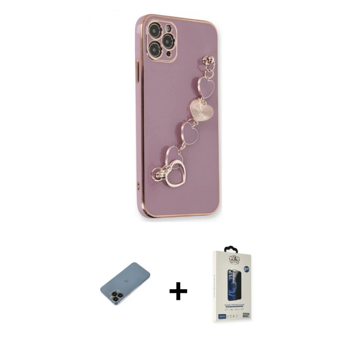 MARSİLYAN™- iPhone 11 Pro Max Kılıf Nova Işık Prime - Siyah Bilvis Hayalet Cam Ekran Koruyucu + Shine Kamera Lens Koruma Cam - SH