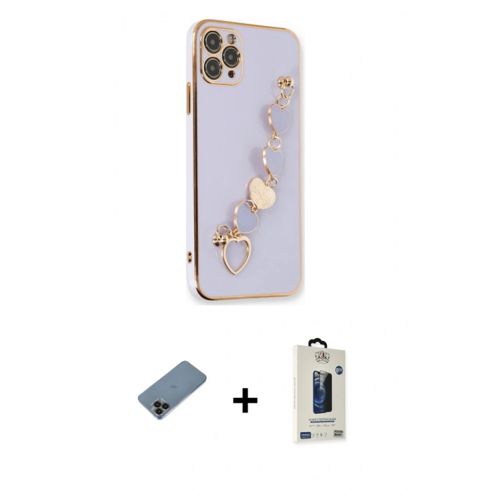 MARSİLYAN™- iPhone 11 Pro Max Kılıf Nova Işık Prime - Siyah Bilvis Hayalet Cam Ekran Koruyucu + Shine Kamera Lens Koruma Cam - SH