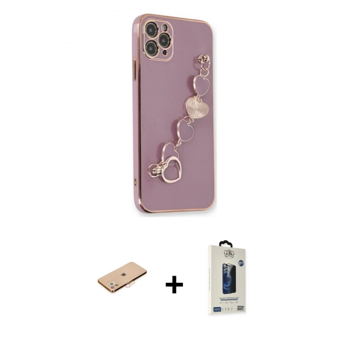 MARSİLYAN™- iPhone 11 Pro Max Kılıf Nova Işık Prime - Siyah Bilvis Hayalet Cam Ekran Koruyucu + Renkli Kamera Lens Koruma Cam - TU