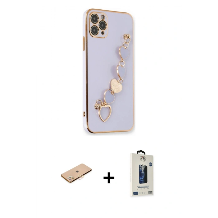 MARSİLYAN™- iPhone 11 Pro Max Kılıf Nova Işık Prime - Siyah Bilvis Hayalet Cam Ekran Koruyucu + Renkli Kamera Lens Koruma Cam - TU