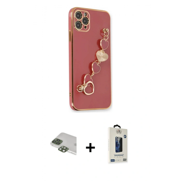 MARSİLYAN™- iPhone 11 Pro Max Kılıf Nova Işık Prime - Siyah Bilvis Hayalet Cam Ekran Koruyucu + Yeşil Pers Alüminyum Kamera Lens