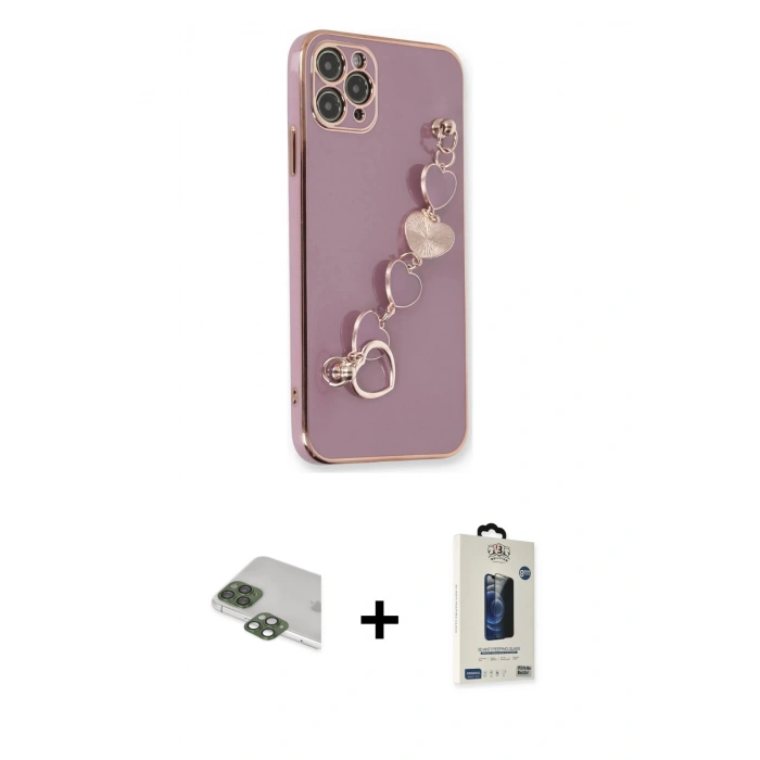 MARSİLYAN™- iPhone 11 Pro Max Kılıf Nova Işık Prime - Siyah Bilvis Hayalet Cam Ekran Koruyucu + Yeşil Pers Alüminyum Kamera Lens