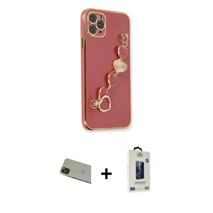 MARSİLYAN™- iPhone 11 Pro Max Kılıf Nova Işık Prime - Siyah Bilvis Hayalet Cam Ekran Koruyucu + Rainbow Kamera Lens Koruma Cam - YL