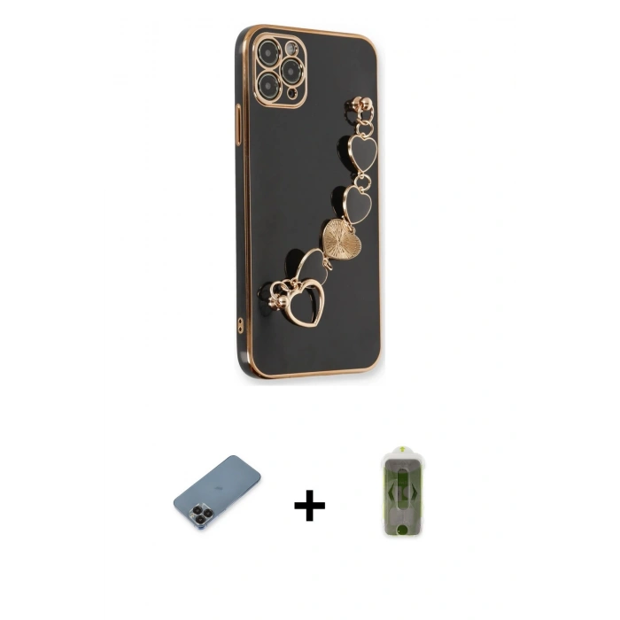 MARSİLYAN™- iPhone 11 Pro Max Kılıf Nova Işık Prime - Siyah Joko Magic 5D Hayalet Cam + Metal Kamera Lens Koruma Cam - SH