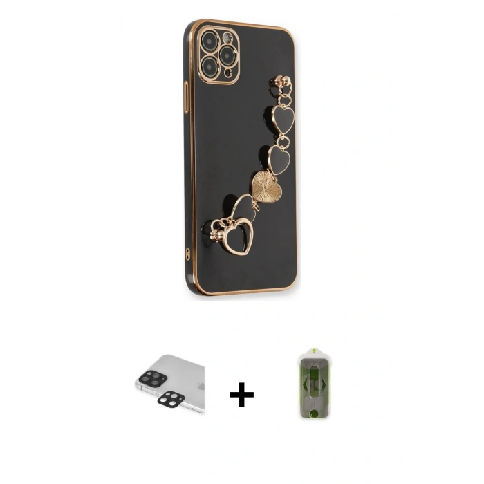 MARSİLYAN™- iPhone 11 Pro Max Kılıf Nova Işık Prime - Siyah Joko Magic 5D Hayalet Cam + Pers Alüminyum Kamera Lens - SH