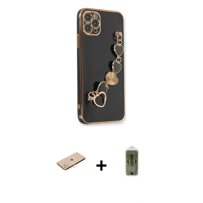 MARSİLYAN™- iPhone 11 Pro Max Kılıf Nova Işık Prime - Siyah Joko Magic 5D Hayalet Cam + Renkli Kamera Lens Koruma Cam - SI