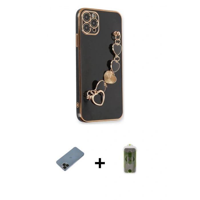 MARSİLYAN™- iPhone 11 Pro Max Kılıf Nova Işık Prime - Siyah Joko Magic 5D Hayalet Cam + Shine Kamera Lens Koruma Cam - SH