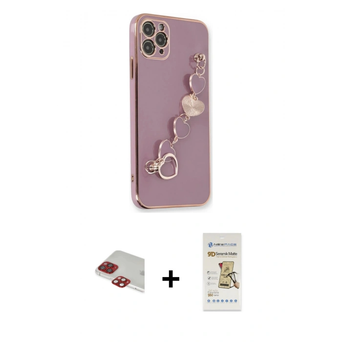 MARSİLYAN™- iPhone 11 Pro Max Kılıf Nova Işık Prime - Siyah Mat Seramik Nano Ekran Koruyucu + Pers Alüminyum Kamera Lens - KI