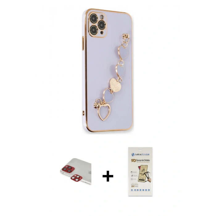 MARSİLYAN™- iPhone 11 Pro Max Kılıf Nova Işık Prime - Siyah Mat Seramik Nano Ekran Koruyucu + Pers Alüminyum Kamera Lens - KI