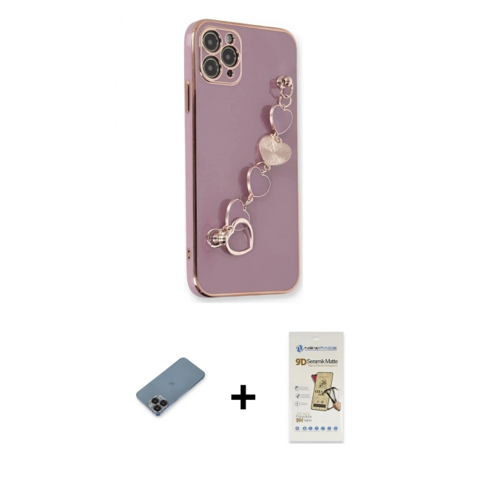 MARSİLYAN™- iPhone 11 Pro Max Kılıf Nova Işık Prime - Siyah Mat Seramik Nano Ekran Koruyucu + Metal Kamera Lens Koruma Cam - SH