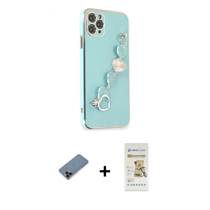 MARSİLYAN™- iPhone 11 Pro Max Kılıf Nova Işık Prime - Siyah Mat Seramik Nano Ekran Koruyucu + Metal Kamera Lens Koruma Cam - SH