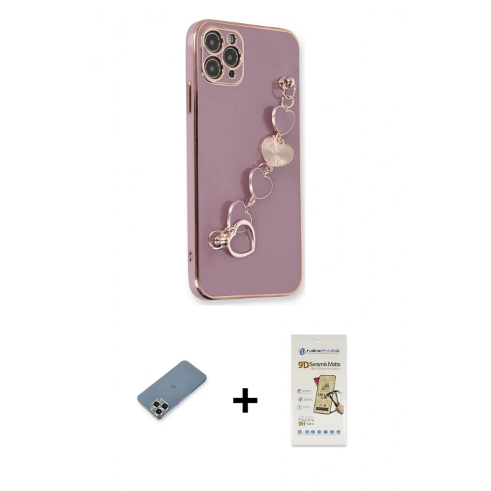 MARSİLYAN™- iPhone 11 Pro Max Kılıf Nova Işık Prime - Siyah Mat Seramik Nano Ekran Koruyucu + Metal Kamera Lens Koruma Cam - GS