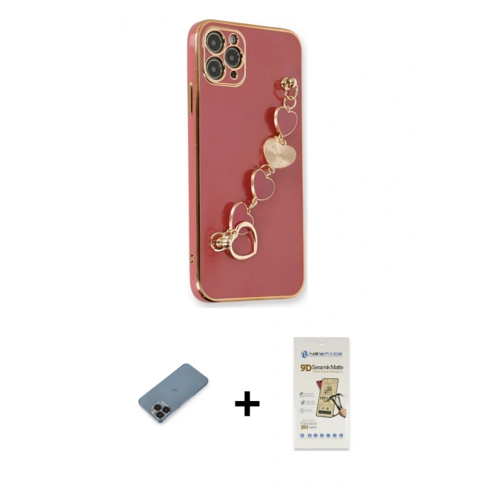 MARSİLYAN™- iPhone 11 Pro Max Kılıf Nova Işık Prime - Siyah Mat Seramik Nano Ekran Koruyucu + Metal Kamera Lens Koruma Cam - SH