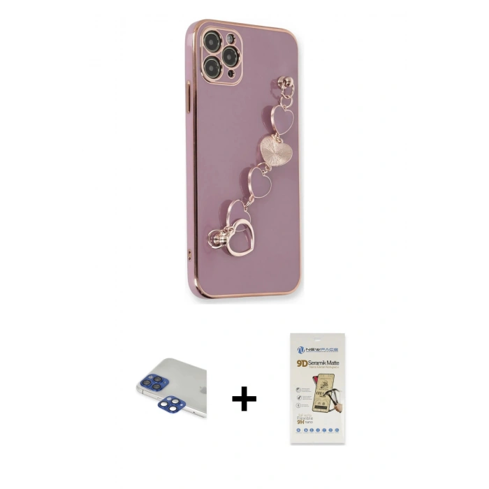 MARSİLYAN™- iPhone 11 Pro Max Kılıf Nova Işık Prime - Siyah Mat Seramik Nano Ekran Koruyucu + Pers Alüminyum Kamera Lens - LT