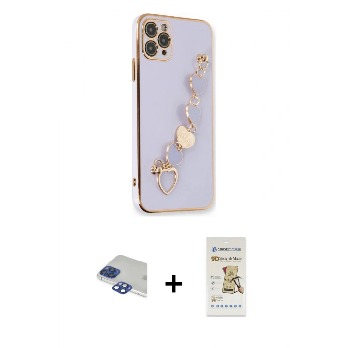 MARSİLYAN™- iPhone 11 Pro Max Kılıf Nova Işık Prime - Siyah Mat Seramik Nano Ekran Koruyucu + Pers Alüminyum Kamera Lens - LT