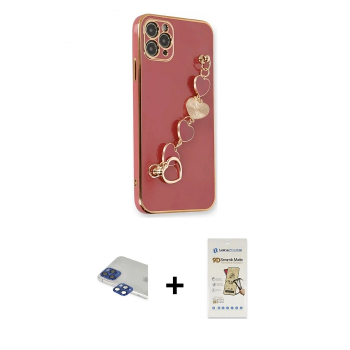 MARSİLYAN™- iPhone 11 Pro Max Kılıf Nova Işık Prime - Siyah Mat Seramik Nano Ekran Koruyucu + Pers Alüminyum Kamera Lens - LT