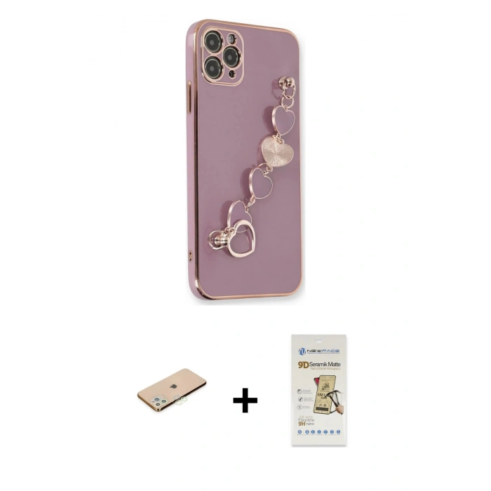 MARSİLYAN™- iPhone 11 Pro Max Kılıf Nova Işık Prime - Siyah Mat Seramik Nano Ekran Koruyucu + Renkli Kamera Lens Koruma Cam - YL