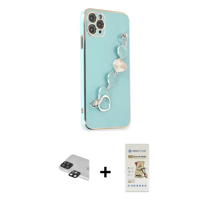 MARSİLYAN™- iPhone 11 Pro Max Kılıf Nova Işık Prime - Siyah Mat Seramik Nano Ekran Koruyucu + Pers Alüminyum Kamera Lens - SH