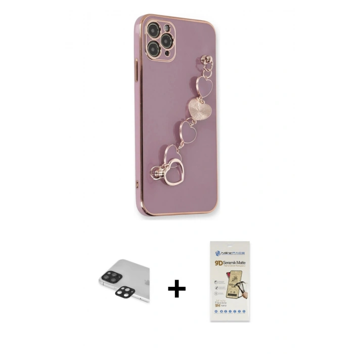 MARSİLYAN™- iPhone 11 Pro Max Kılıf Nova Işık Prime - Siyah Mat Seramik Nano Ekran Koruyucu + Pers Alüminyum Kamera Lens - SH