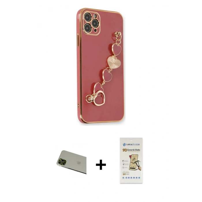 MARSİLYAN™- iPhone 11 Pro Max Kılıf Nova Işık Prime - Siyah Mat Seramik Nano Ekran Koruyucu + Rainbow Kamera Lens Koruma Cam - YL