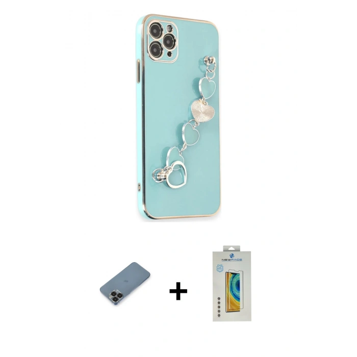 MARSİLYAN™- iPhone 11 Pro Max Kılıf Nova Işık Prime - Siyah Polymer Nano Ekran Koruyucu + Metal Kamera Lens Koruma Cam - SH