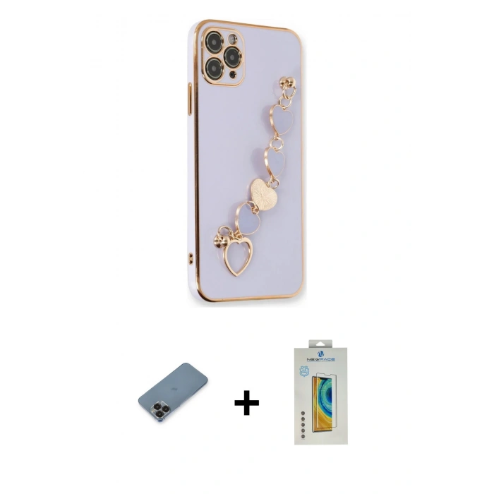 MARSİLYAN™- iPhone 11 Pro Max Kılıf Nova Işık Prime - Siyah Polymer Nano Ekran Koruyucu + Metal Kamera Lens Koruma Cam - SH