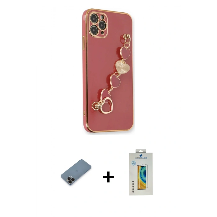MARSİLYAN™- iPhone 11 Pro Max Kılıf Nova Işık Prime - Siyah Polymer Nano Ekran Koruyucu + Metal Kamera Lens Koruma Cam - SH
