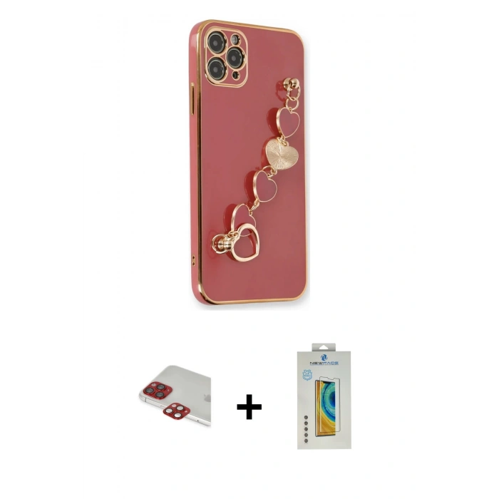MARSİLYAN™- iPhone 11 Pro Max Kılıf Nova Işık Prime - Siyah Polymer Nano Ekran Koruyucu + Pers Alüminyum Kamera Lens - KI