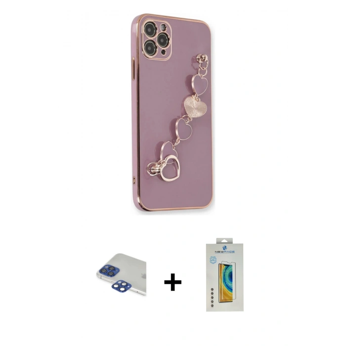 MARSİLYAN™- iPhone 11 Pro Max Kılıf Nova Işık Prime - Siyah Polymer Nano Ekran Koruyucu + Pers Alüminyum Kamera Lens - LT