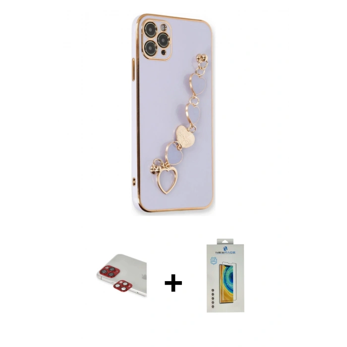 MARSİLYAN™- iPhone 11 Pro Max Kılıf Nova Işık Prime - Siyah Polymer Nano Ekran Koruyucu + Pers Alüminyum Kamera Lens - KI