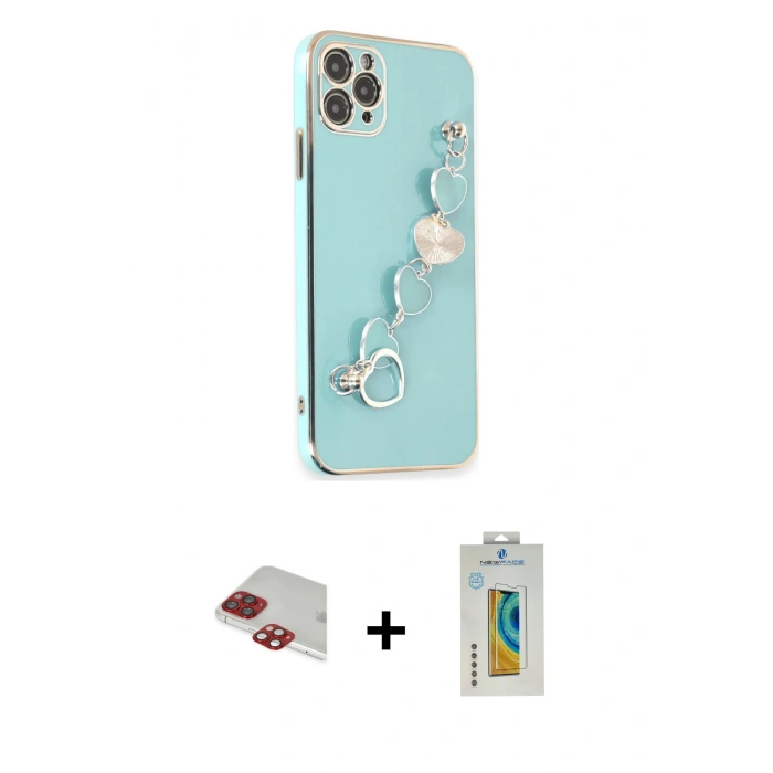 MARSİLYAN™- iPhone 11 Pro Max Kılıf Nova Işık Prime - Siyah Polymer Nano Ekran Koruyucu + Pers Alüminyum Kamera Lens - KI