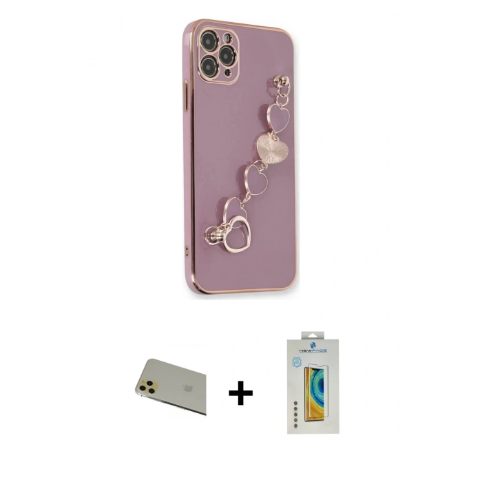 MARSİLYAN™- iPhone 11 Pro Max Kılıf Nova Işık Prime - Siyah Polymer Nano Ekran Koruyucu + Rainbow Kamera Lens Koruma Cam - GD
