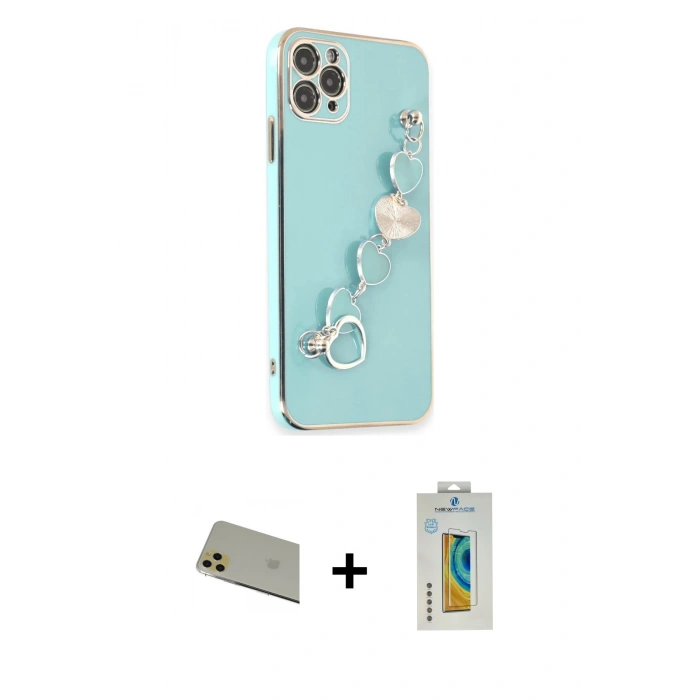 MARSİLYAN™- iPhone 11 Pro Max Kılıf Nova Işık Prime - Siyah Polymer Nano Ekran Koruyucu + Rainbow Kamera Lens Koruma Cam - GD