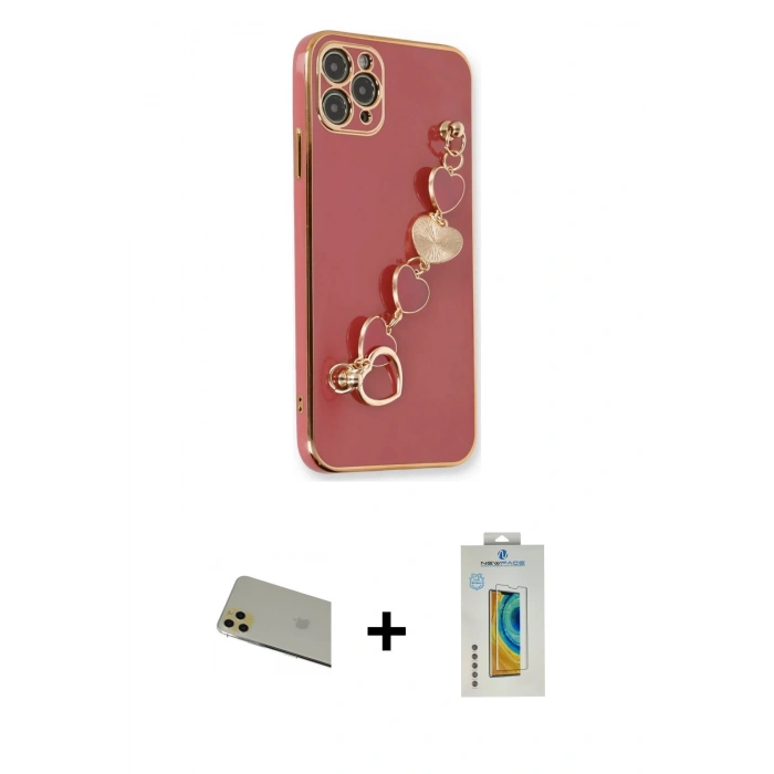 MARSİLYAN™- iPhone 11 Pro Max Kılıf Nova Işık Prime - Siyah Polymer Nano Ekran Koruyucu + Rainbow Kamera Lens Koruma Cam - GD