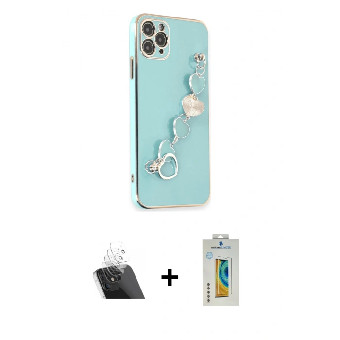 MARSİLYAN™- iPhone 11 Pro Max Kılıf Nova Işık Prime - Siyah Polymer Nano Ekran Koruyucu + Şeffaf Kamera Lens Koruma Cam