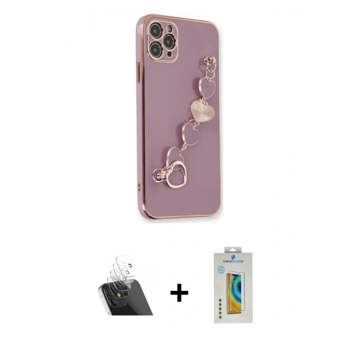 MARSİLYAN™- iPhone 11 Pro Max Kılıf Nova Işık Prime - Siyah Polymer Nano Ekran Koruyucu + Şeffaf Kamera Lens Koruma Cam