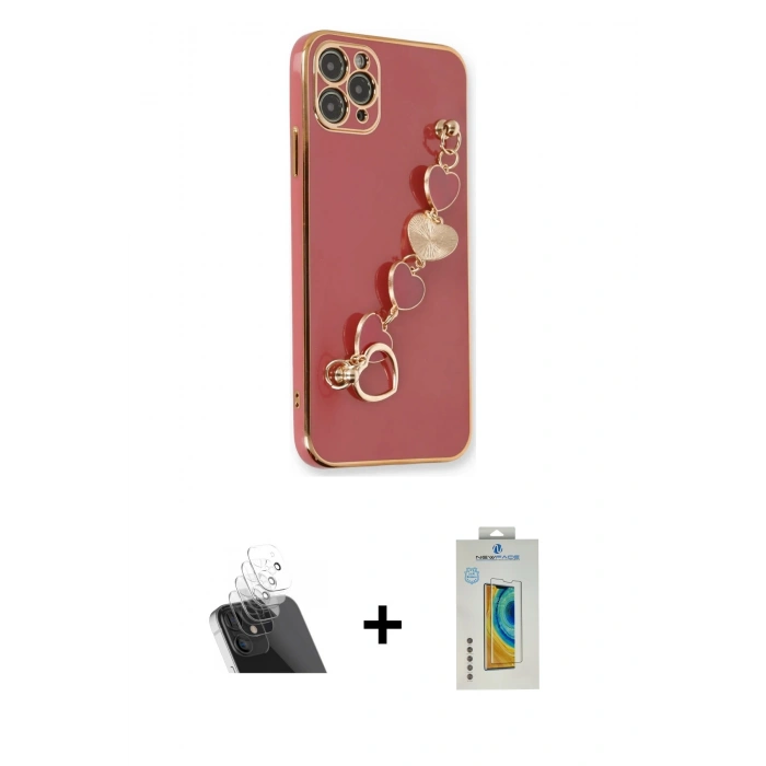 MARSİLYAN™- iPhone 11 Pro Max Kılıf Nova Işık Prime - Siyah Polymer Nano Ekran Koruyucu + Şeffaf Kamera Lens Koruma Cam