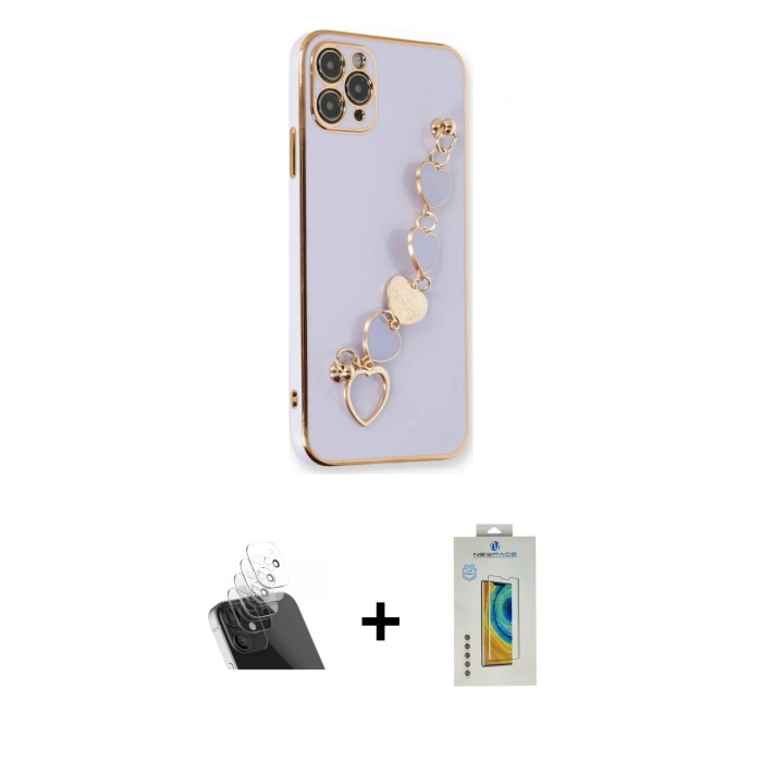 MARSİLYAN™- iPhone 11 Pro Max Kılıf Nova Işık Prime - Siyah Polymer Nano Ekran Koruyucu + Şeffaf Kamera Lens Koruma Cam