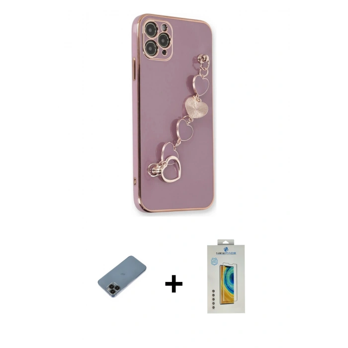 MARSİLYAN™- iPhone 11 Pro Max Kılıf Nova Işık Prime - Siyah Polymer Nano Ekran Koruyucu + Shine Kamera Lens Koruma Cam - SH
