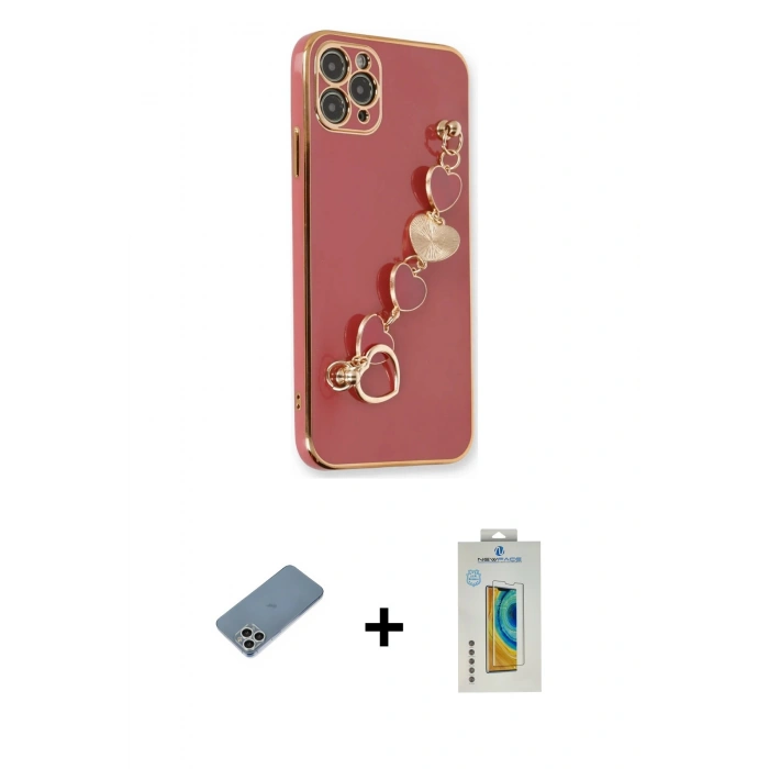 MARSİLYAN™- iPhone 11 Pro Max Kılıf Nova Işık Prime - Siyah Polymer Nano Ekran Koruyucu + Shine Kamera Lens Koruma Cam - GS