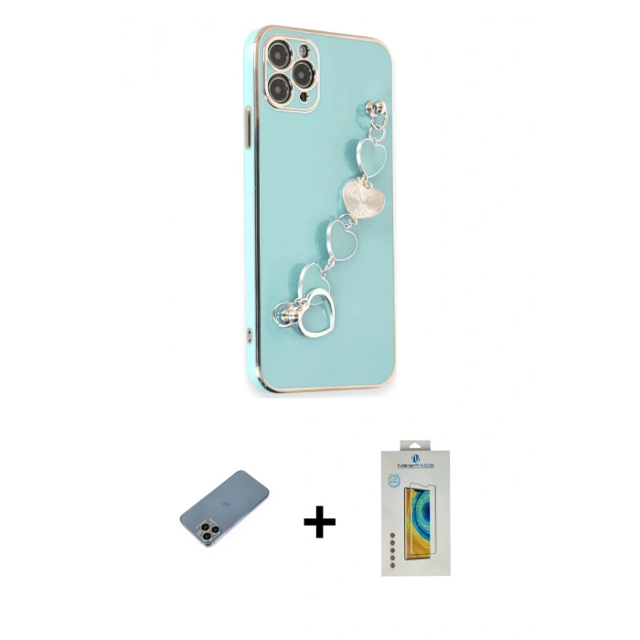 MARSİLYAN™- iPhone 11 Pro Max Kılıf Nova Işık Prime - Siyah Polymer Nano Ekran Koruyucu + Shine Kamera Lens Koruma Cam - GI