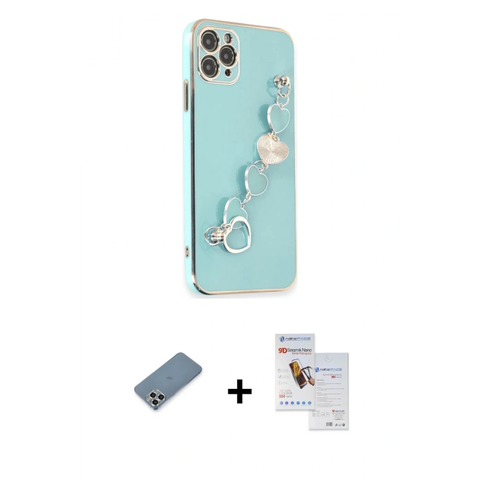 MARSİLYAN™- iPhone 11 Pro Max Kılıf Nova Işık Prime - Siyah Seramik Nano Ekran Koruyucu + Metal Kamera Lens Koruma Cam - GS